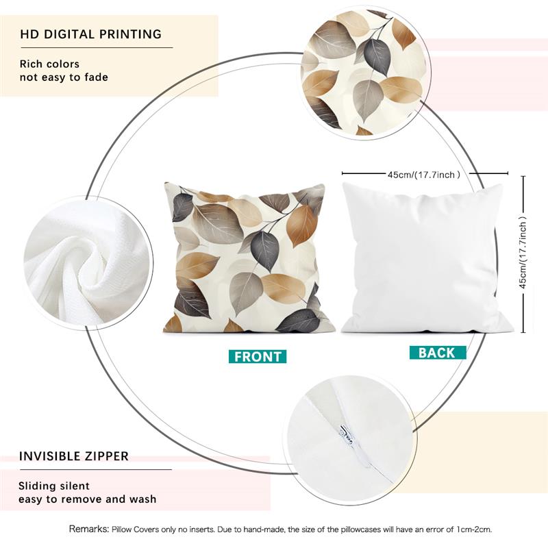 1 Pc 45X45 Cm Leaf Pattern Cushion Cover For Living Room Sofa Bedroom Home Decor Square Autumn Pillowcase Waist Pillow Cover
