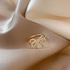 Bow Zircon Ring Women'S Super Flash Micro Inlaid Fashion Versatile Temperament Ring Open Index Finger Ring