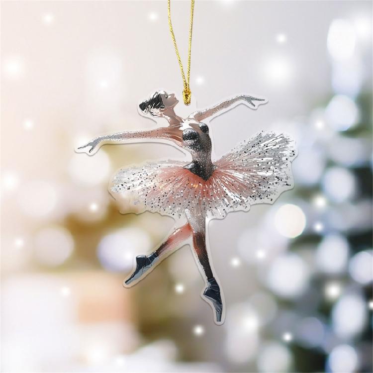 Set Of 5 Ballet Dancer 2D Ornament Acrylic Pendants Christmas Tree Decoration Handmade Jewelry for Dance Enthusiasts