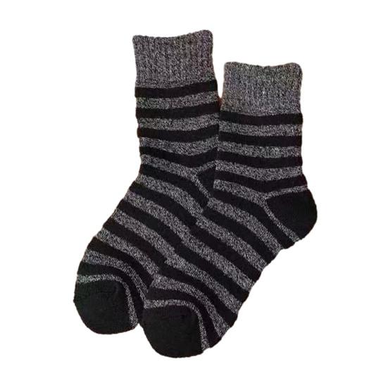 

Мужские полосатые носки до середины голени, утолщенные теплые рубчатые махровые носки, зимние термоноски для спорта, повседневной носки, рабочей одежды