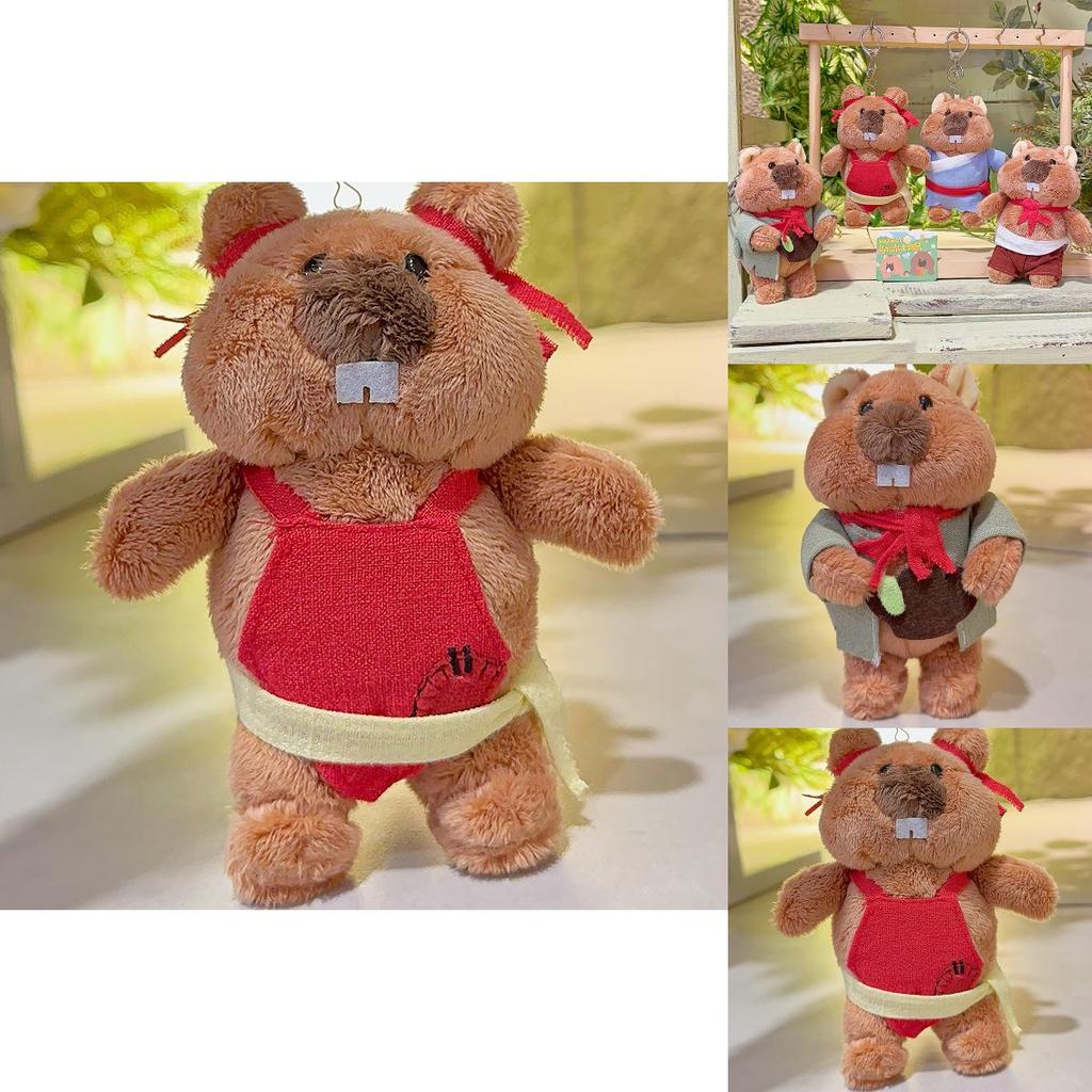 Ural Groundhog Cartoon Plush Keychain With Clothing And Scarf Design For Daily Carry