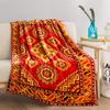 Geometric Patterned Red Blanket with Floral Motifs and Ethnic Design Blanket, Suitable for Use In the Bedroom, Living Room, On the Sofa