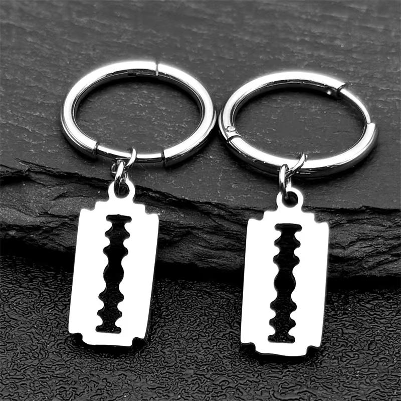 Collana Ciondolo Lama di Rasoio Hiphop Uomo Acciaio Inossidabile Forma Coltello Lama di Rasoio Rasoio Catena Gioielli N443S01