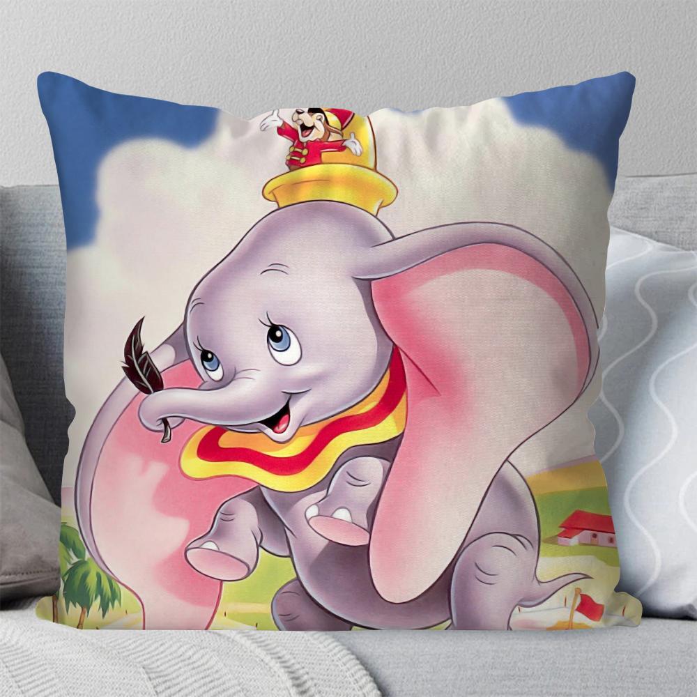 1Pc D-Dumbo Animated Character Pillow Case Square Pillow Bedroom Sofa Leisurecomfortcushioncar Living Room Home Decoration 40X40