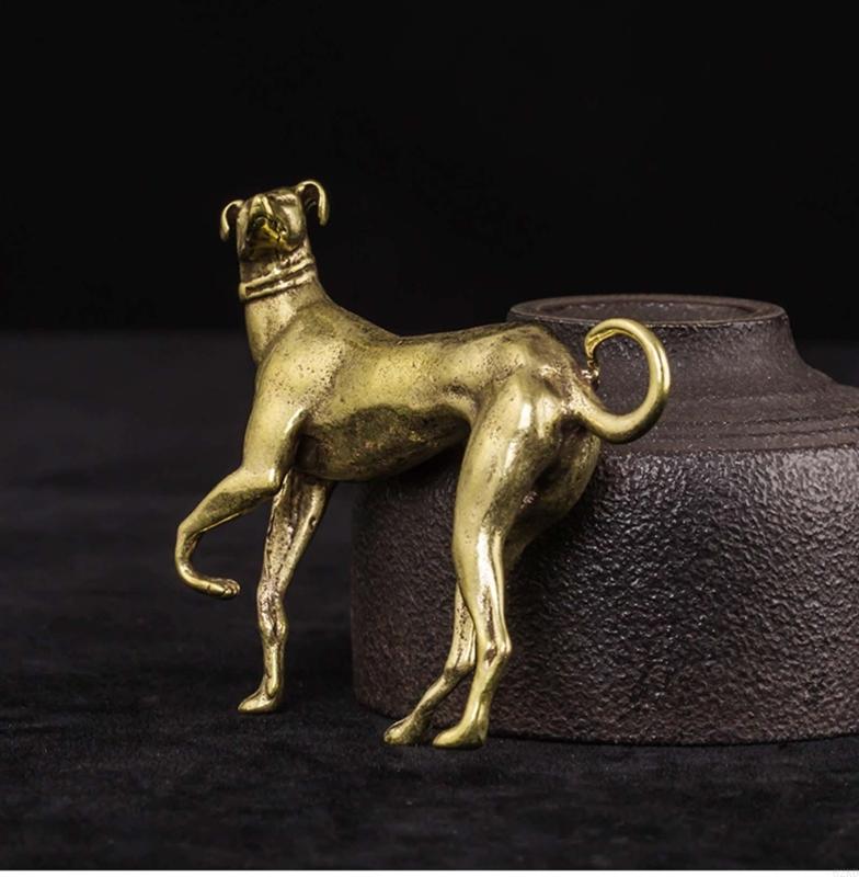 62KD Chinese Zodiacs Brass Dog Sculpture Decors for Office or Bookshelves Arrangement
