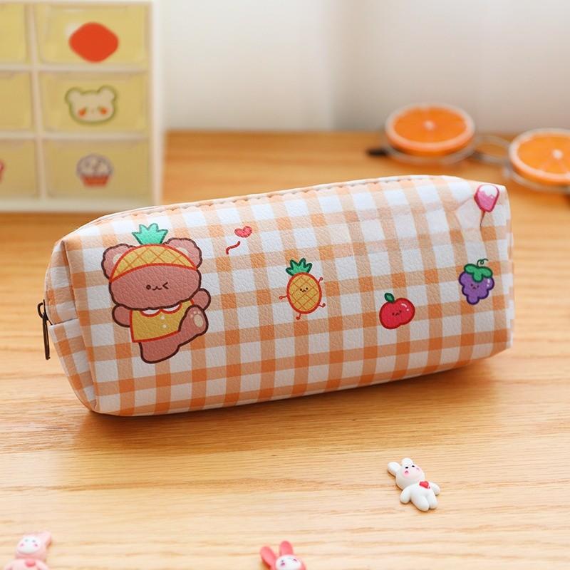 Cartoon Soft Cute Bear Pencil Case With Large Capacity For Students And School Supplies FruitBear