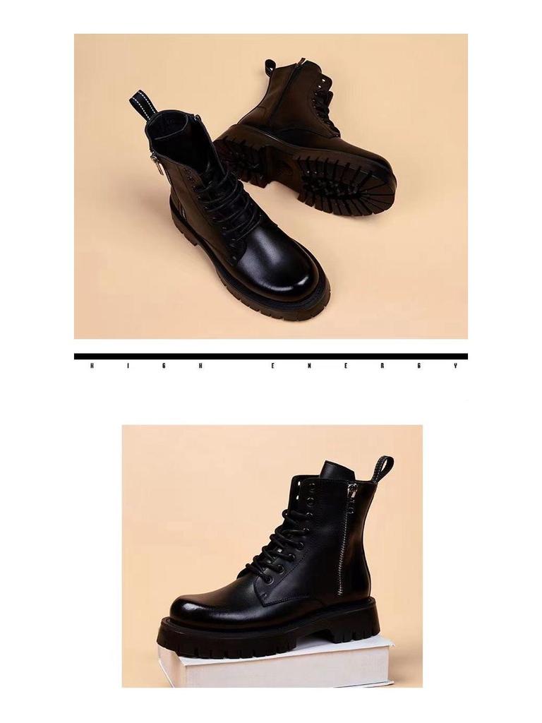 Men's 2024 Autumn British-Style Genuine Leather High-Top Work Boots