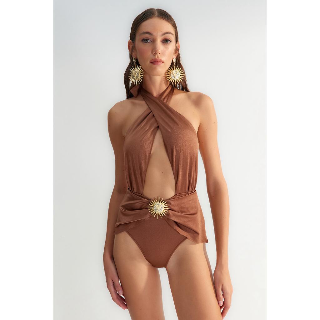 X Zeynep Tosun Black Sun Accessory Detailed Swimsuit Tclss23ma00001