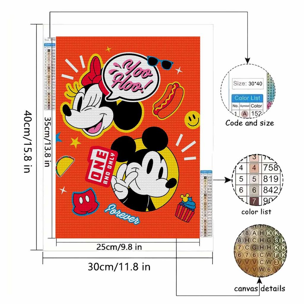 DIY Diamond Painting Minnie Mickey's Headshot Cross Stitch Kit Mosaic Art Diamond Painting Full Circle Diamond Home Decoration