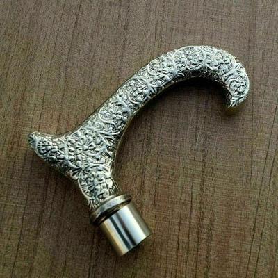 Pirinç Tasarımcı Gümüş Derby Kolu Baston Ahşap Baston Hediye Için El Yapımı