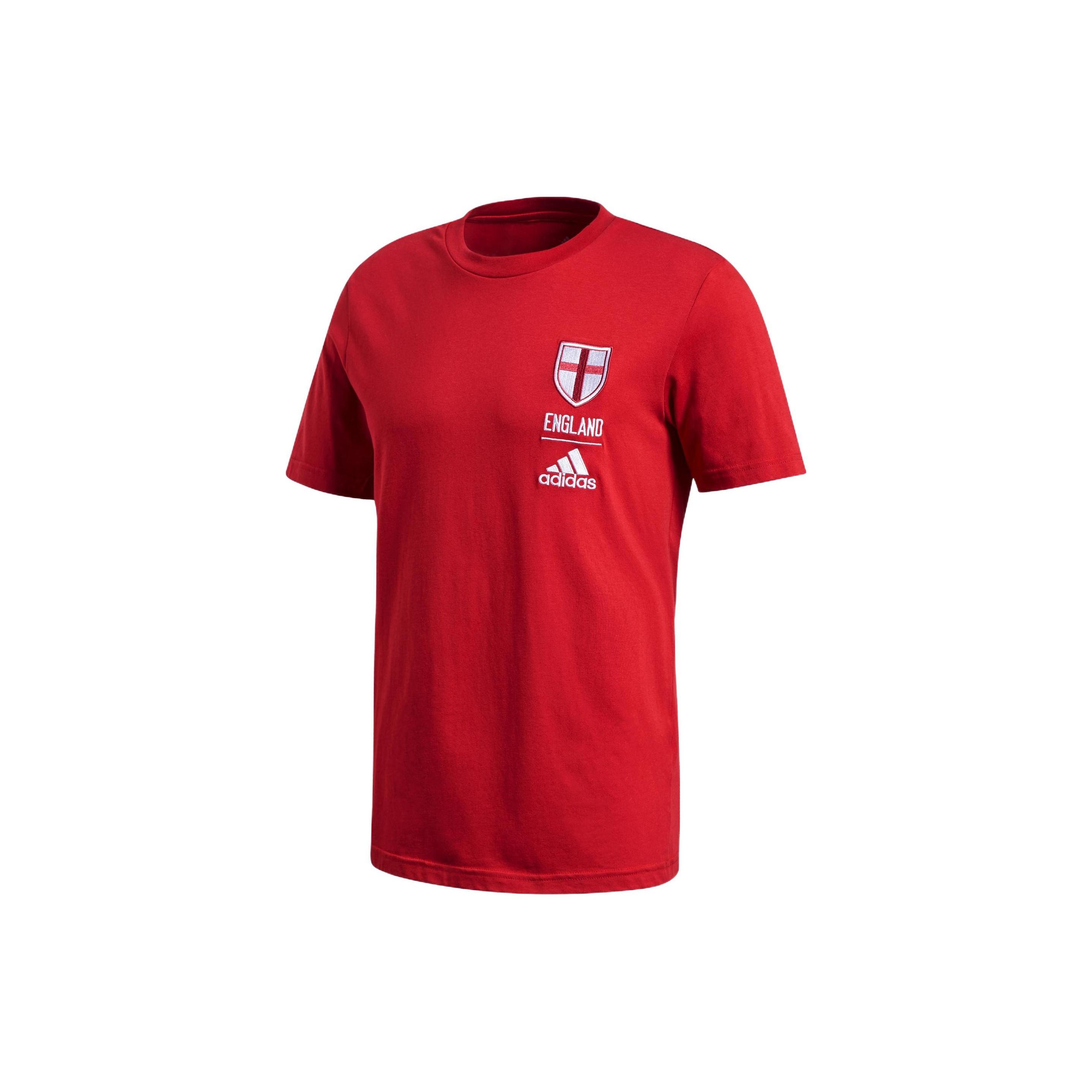 Men s adidas England Geometry Pattern Logo Round Neck Casual Sports Short Sleeve Red T-Shirt FK3570 XL