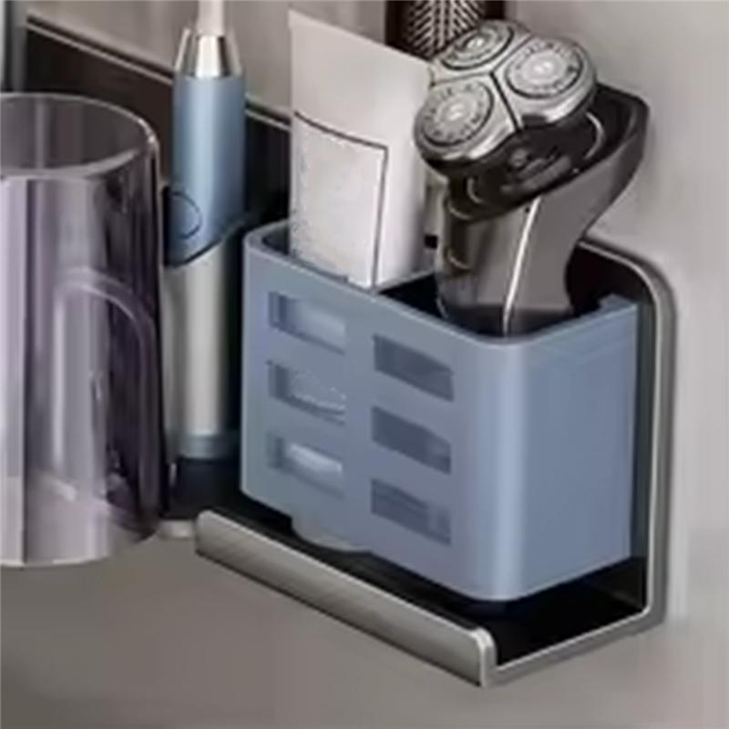 A25F-Toothbrush Holder Multi-Function Toothbrush Cup Holder Wall Mounted No Drill Bathroom Organizer Bathroom Storage