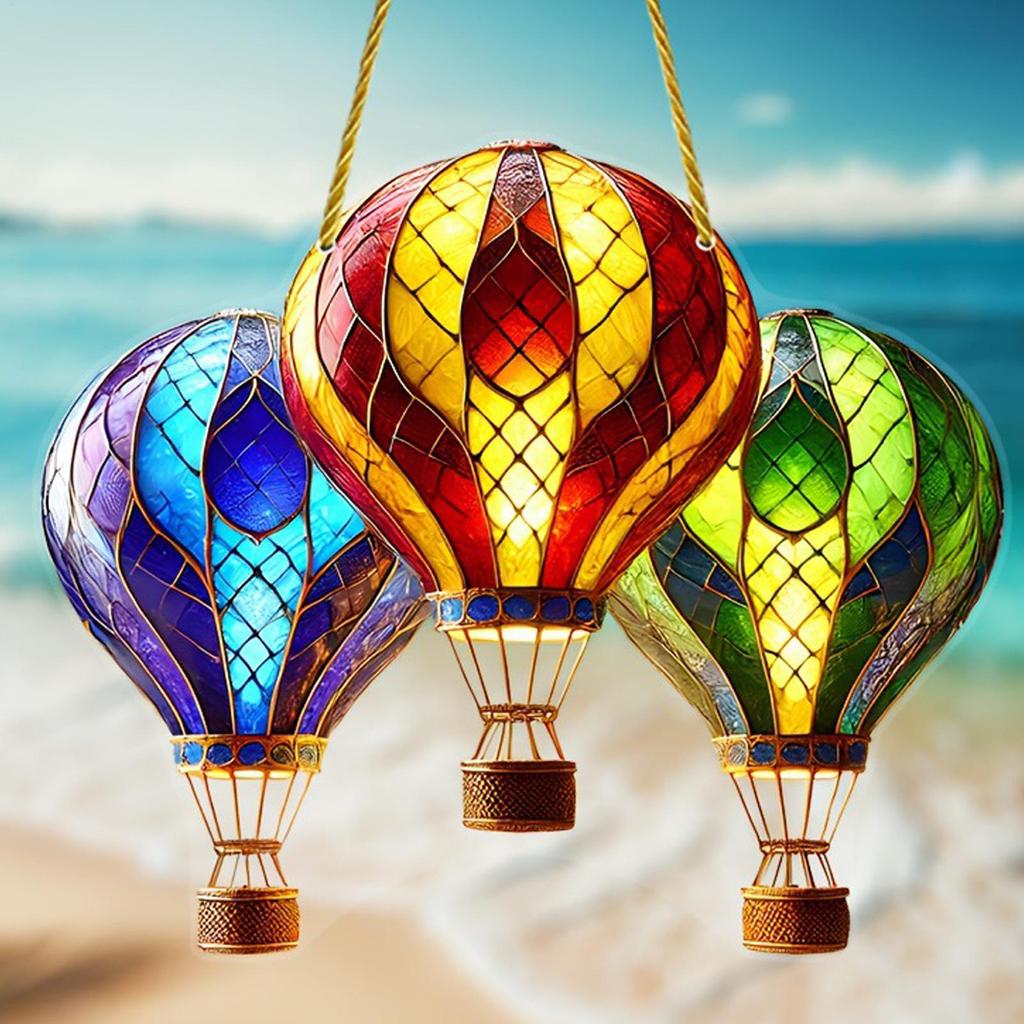 2D Flat Acrylic Christmas Hot Air Balloon Decoration Pendant Home Modern Hanging Decoration Bedroom Living Room Wall Decoration