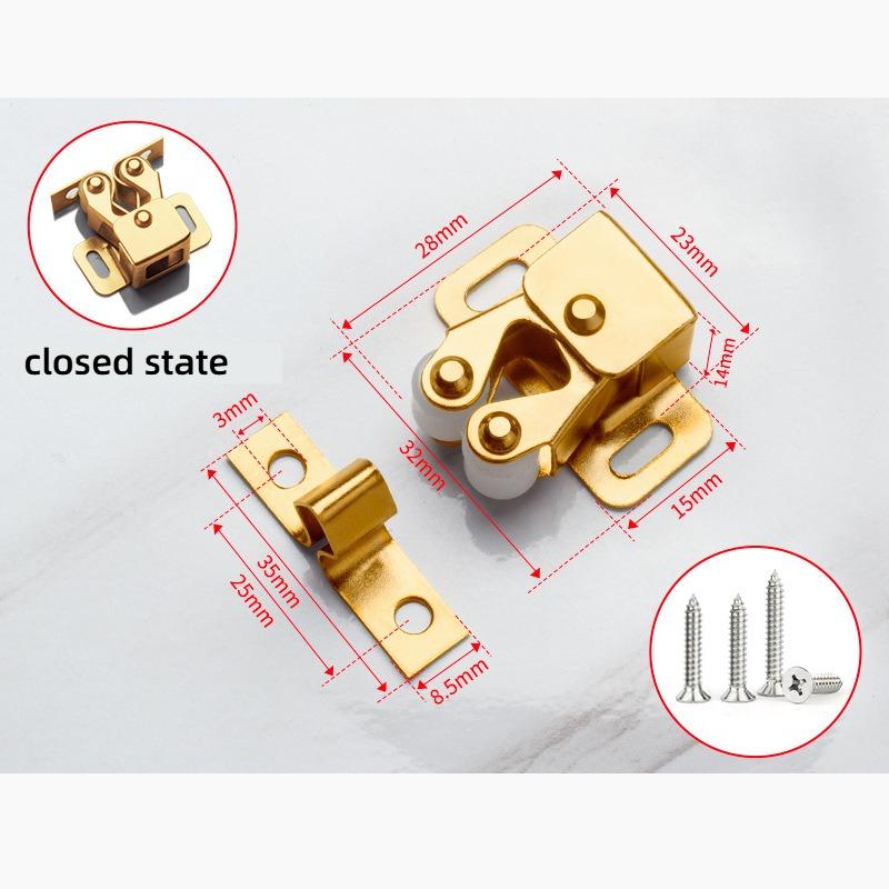 Press The Home Wardrobe Door Buckle Touch The Bead Magnetic Dual Wheel Spring Fixed Lock Buckle Low Foot Cabinet Door Buckle