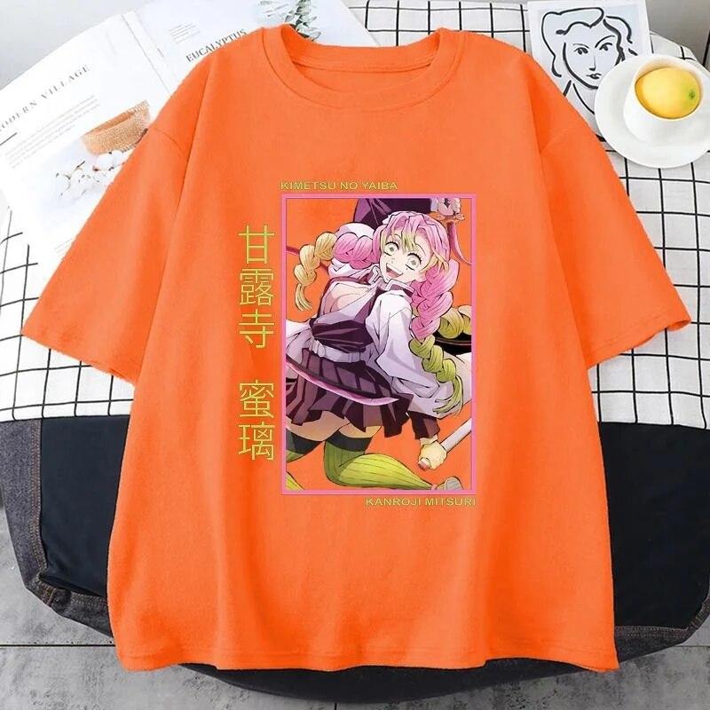 New Kanroji Mitsuri Graphic Print T Shirt Women Summer Casual Round Neck Cozy Short Sleeve Streetwear Fashion Anime Tees