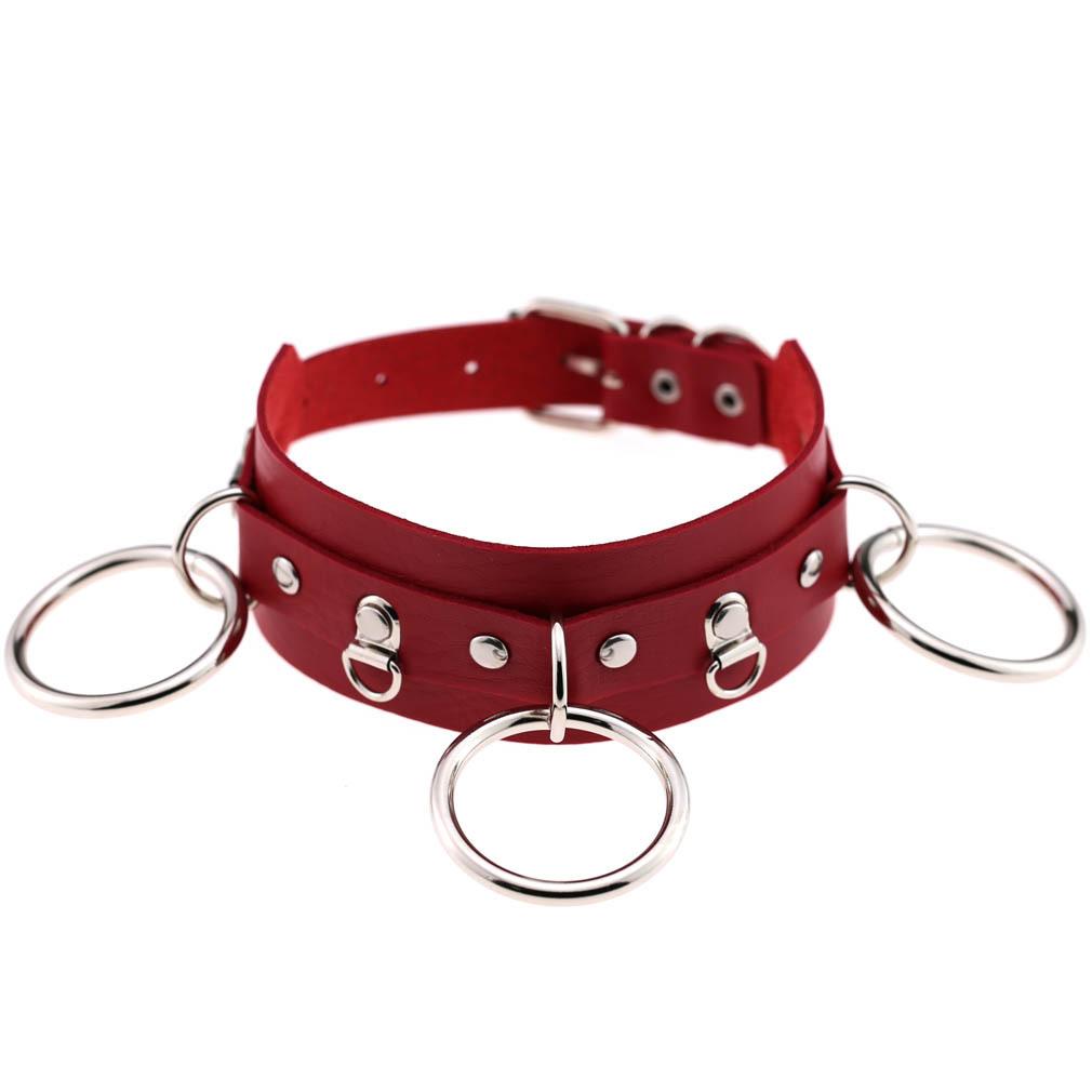 Wild O-Ring Leather Choker, Punk PU Circular Ring Clavicle Necklace for Nightclub