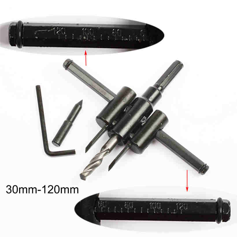 Adjustable Airplane Shape Hole Opener Metal Wood Circle Hole Saw Drill Bit Cutter Kit DIY Tool