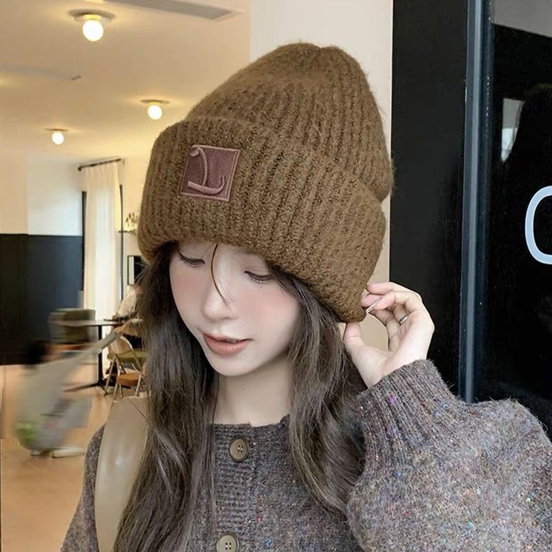 Women s Korean Style Warm Knit Hat with Fleece, Large Head Circumference, Autumn/Winter.