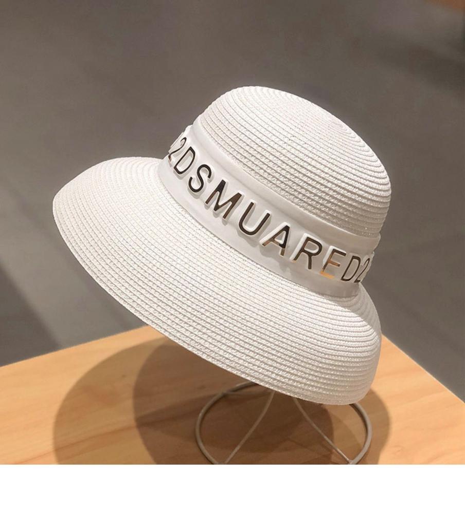 Women's summer flat-top sun hat Fashion hollow vintage straw hat Hand-woven summer travel sun hat
