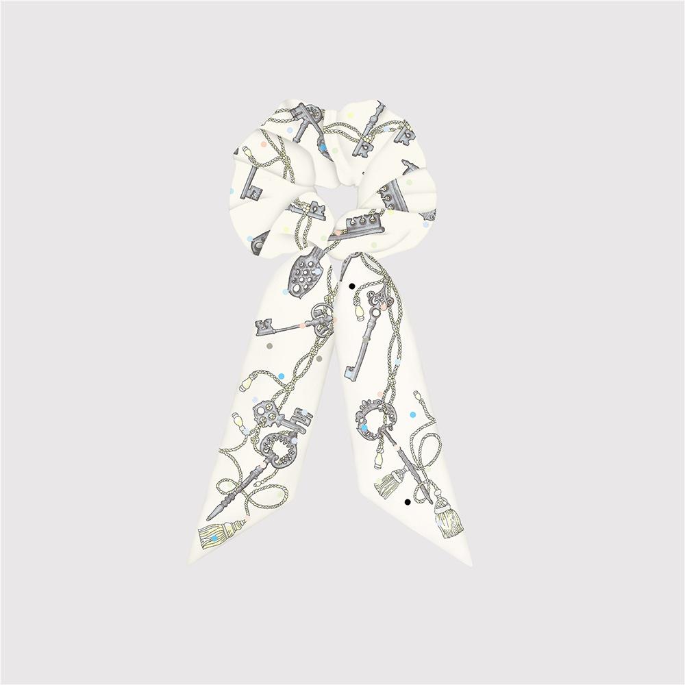 Naturalny Jedwab Duże Gumki do Włosów Gumki Wstążki do Włosów Wzór Łańcucha Elastyczne Gumki do Włosów Kucyk Kobiety Elegancki Szalik Akcesoria do Włosów