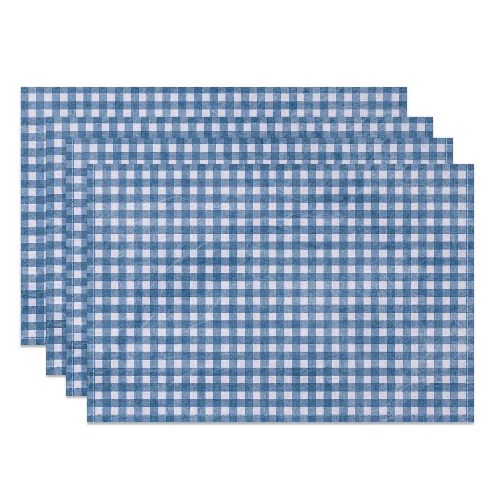 Checkered Pattern Placemats Dining Table Mats Modern Plaid Design for Kitchen Party Office Multiple Colors Washable Durable 4pc 30x45cm