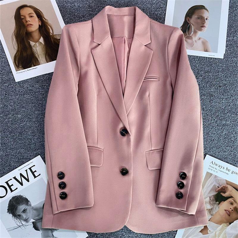 Autumn Winter Loose Casual Solid Color Suit Women Long Sleeve All-match Blazer Female Cardigan Coat Top