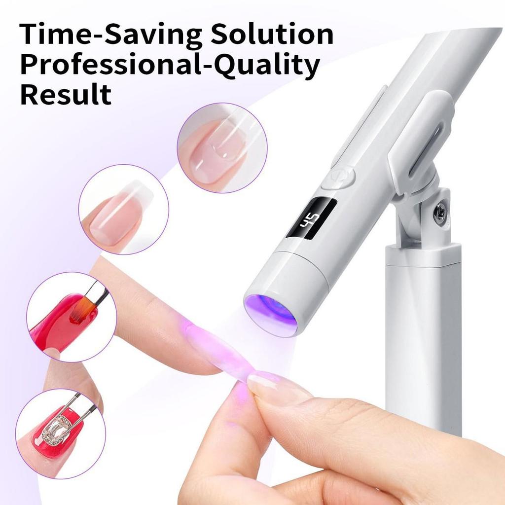 Portable 360° Rotating Nail Art Lamp with Silicone Stamp & Wearable Nail Light Strip