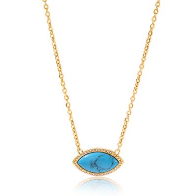 Youthway Blue Turquoise Evil Eye Pendant Necklace For Women  Gold Plated Stainless Steel Necklace Fashion Jewelry Girls Gift