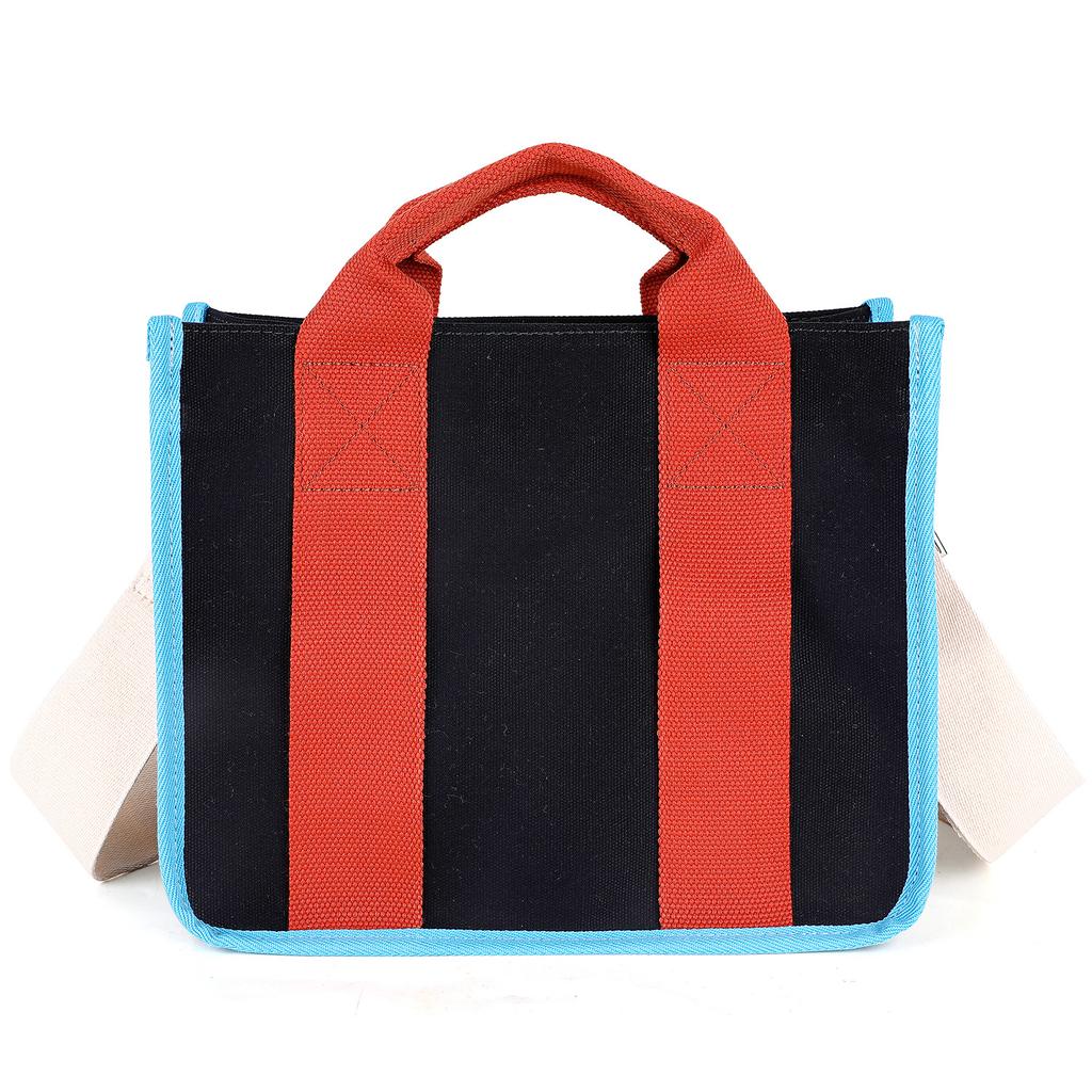 Korean Premium Canvas Portable Small Square Bag Shoulder Bag Size Contrasting Color Commuter Hand Carry Commuter Bag Messenger Bag