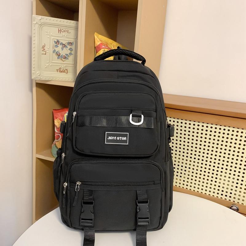 Solid Color Schoolbag Female Backpack Student Large Capacity Backpack