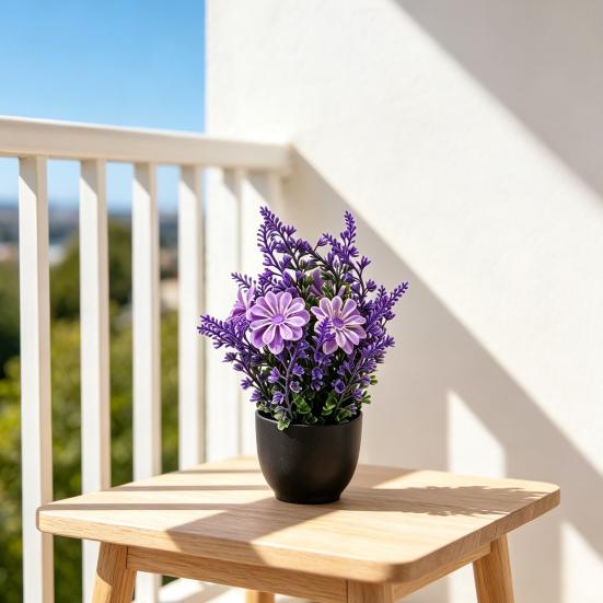 Simulated Lavender Potted Plant No Watering Maintenance-Free Faux Lavender for Indoor Decor Allergy
