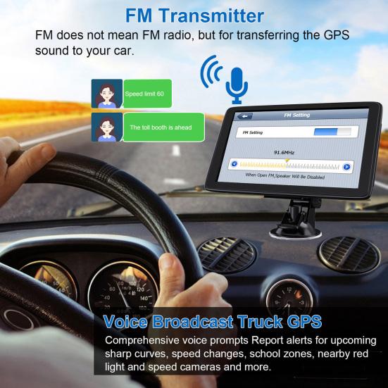 Car GPS Navigator 7-inch Touch Screen 2024 Voice Guidance Lifetime Free Updates 16GB