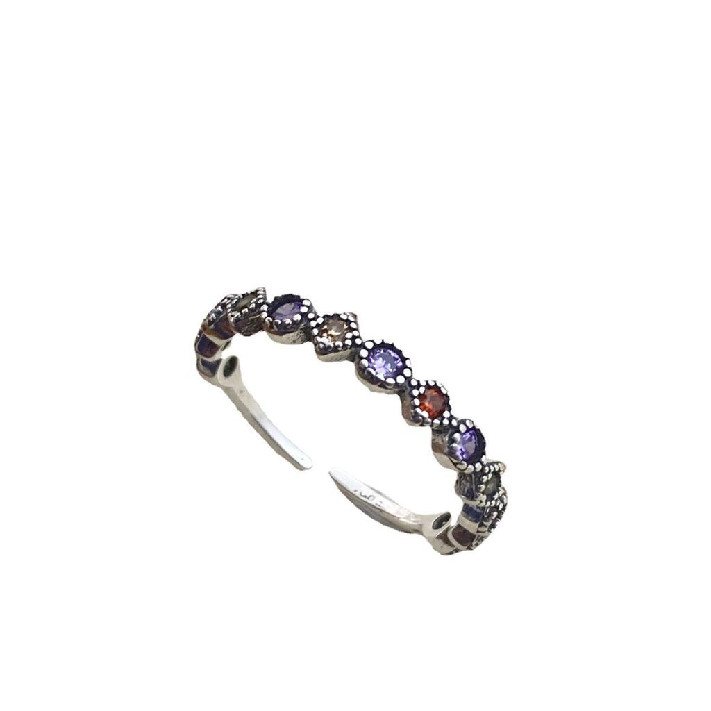 Xiaomi 100% Solid BFCLUB Silver Color Rainbow Colorful Stone Rings For Women Simple Trendy Retro Anillos Party Gifts Accessories