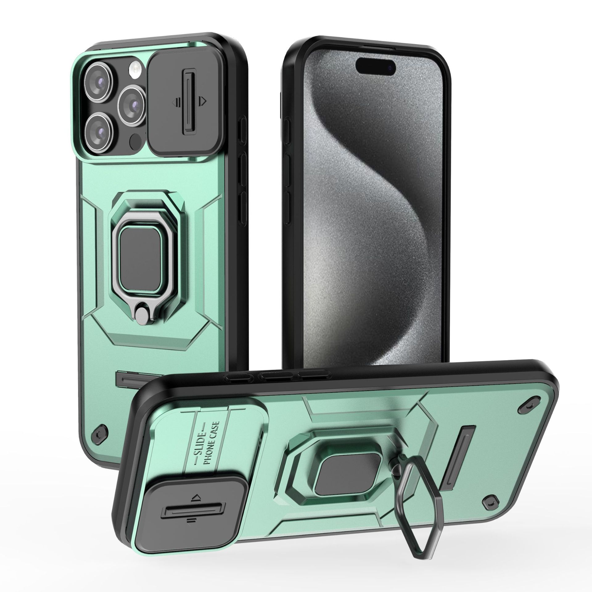 

IPhone 16 Plus Phone Case,Military-Grade Magnetic Kickstand Phone Case Cover for IPhone 16 Plus зелений