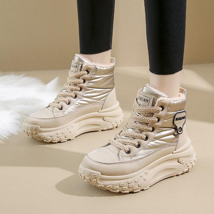 Platform Snow Boots Sneakers Women's Winter Velvet Thickened High-top Large Cotton Shoes Northeast Winter Shoes