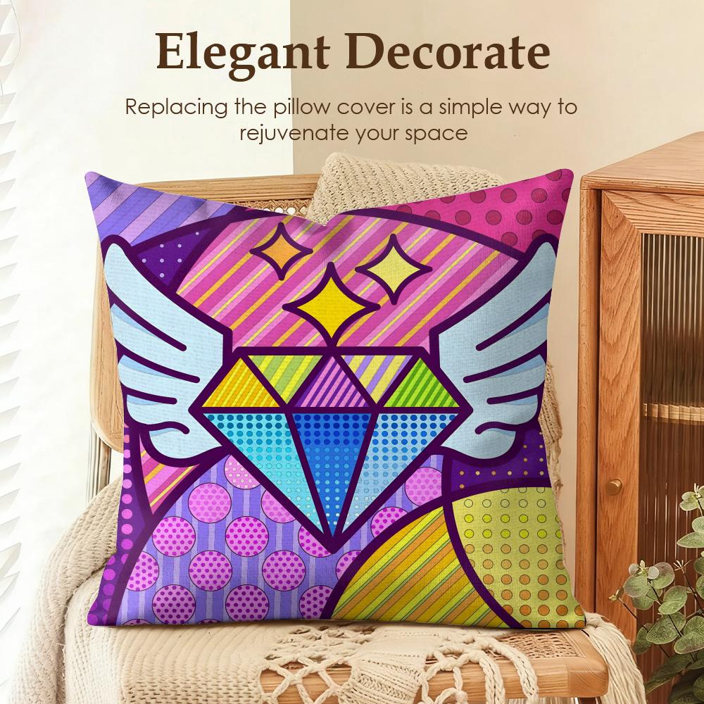 Housse de coussin Art Britto Mode Lin Naturel Tissu Biologique Impression Double Face Canapé Décoration Intérieure Cadeau Housse de Coussin