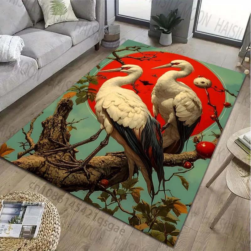 

Heron Pattern Area Rug Classical Oriental Carpet for Living Room Bedroom Bedside Non-Slip Floor Mat Home Decor 80cm x 160cm