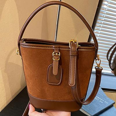 Autumn New Fashion Casual Bucket Bag Retro Design Shoulder Messenger Bag Texture Handbag Women