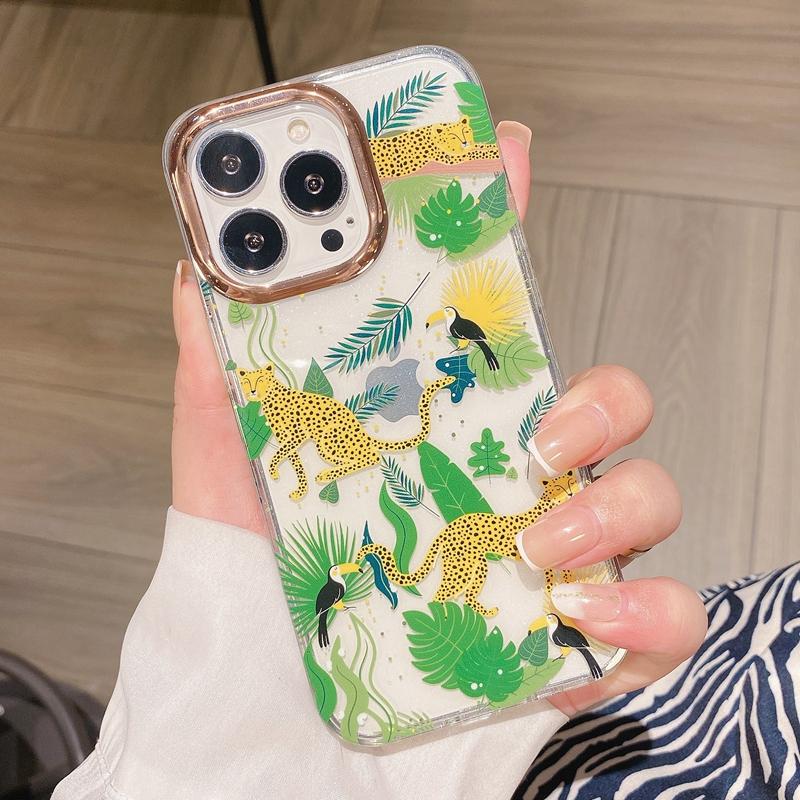 Fashion Flowers Transparent Phone Case For Iphone 11 12 13 14 Pro Max Plus Shockproof Bumper Back Cover