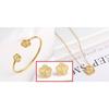 Metal Laser Five Leaf Flower Bracelet Necklace Earrings Zircon Set Classic For Woman Stainless Steel Zircon Daily Wear Clover