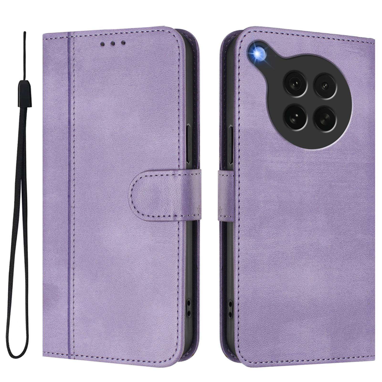 

For Oppo Find X8s 5G Cases Wallet Stand Retro Texture Leather Phone Cover with Lanyard Light Purple