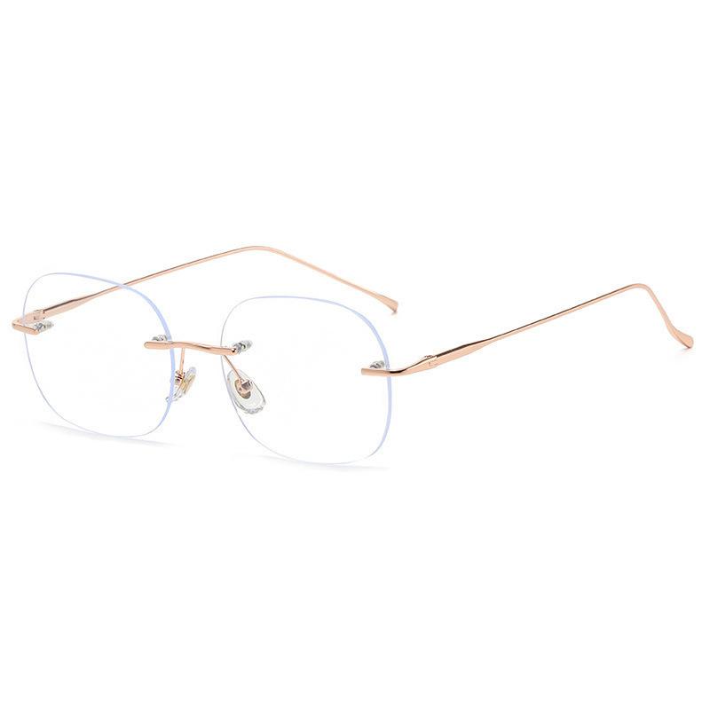 Zhao Ruth Has The Same Glasses, Frameless Small Square, Metal Silver Anti-Blue Light, And Can Be Matched With Degree Myopia Flat Glasses For Women.