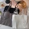 One-piece Cup Anti-slip Camisole Vest For Women Sweet And Hot Sexy Ruched Diamond Decorated Base Layer Inner Wear Bandeau Underwear