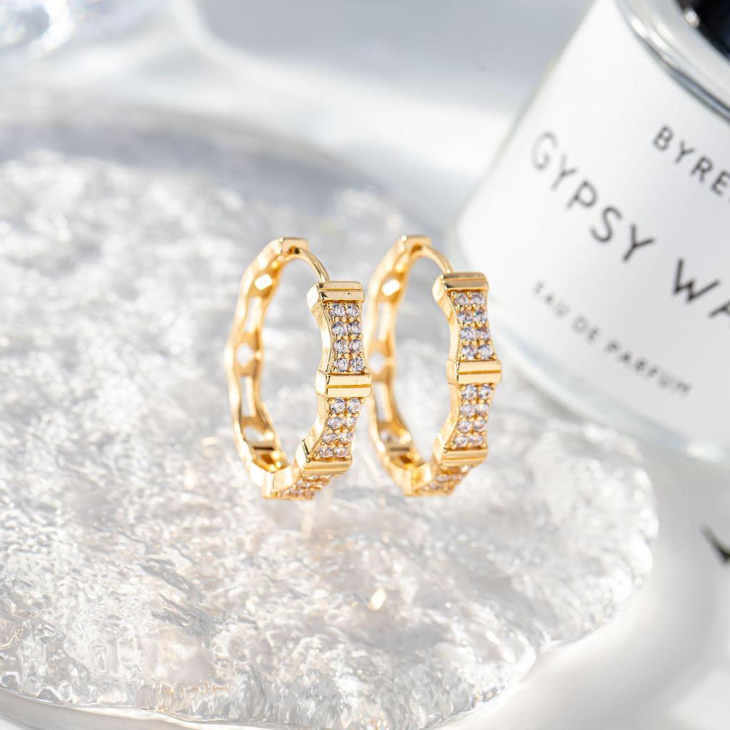 Colored Zirconia Stud Earrings - European & American High-End Ear Jewelry and Ear Cuffs for Women