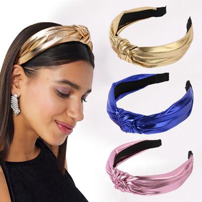 Fabric Headband Cross-border Wide-brimmed Fashionable Laser Knotted Headband for Washing Face and Going Out Solid Color Headband