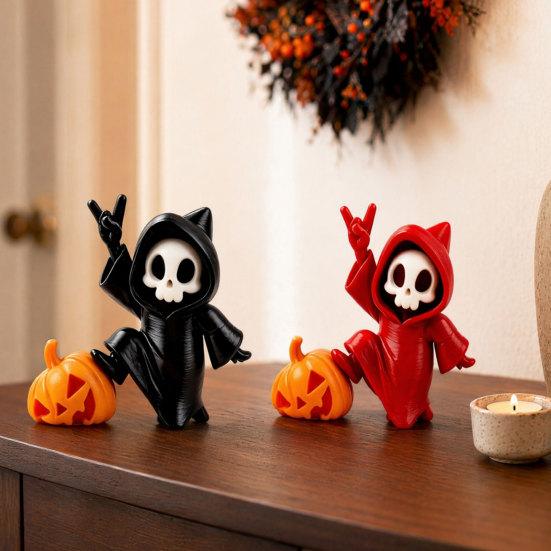 Halloween Ornament, Ghost Pumpkin Matte Texture Figure, 3D Printed Halloween Decoration for Desktop Bedroom Car Display