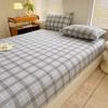 Simple Style Fitted Sheet Plaid Print Bedsheet Single/Queen Size Bed Cover Non-slip Bed Linen couvre lit (Pillowcase Need Order)
