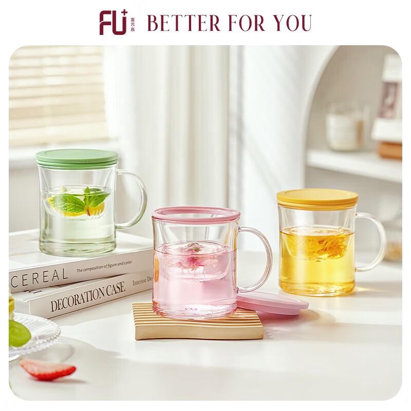 FUGUANG FU+ Ripple Portable Glass Tea Cup, 420ml