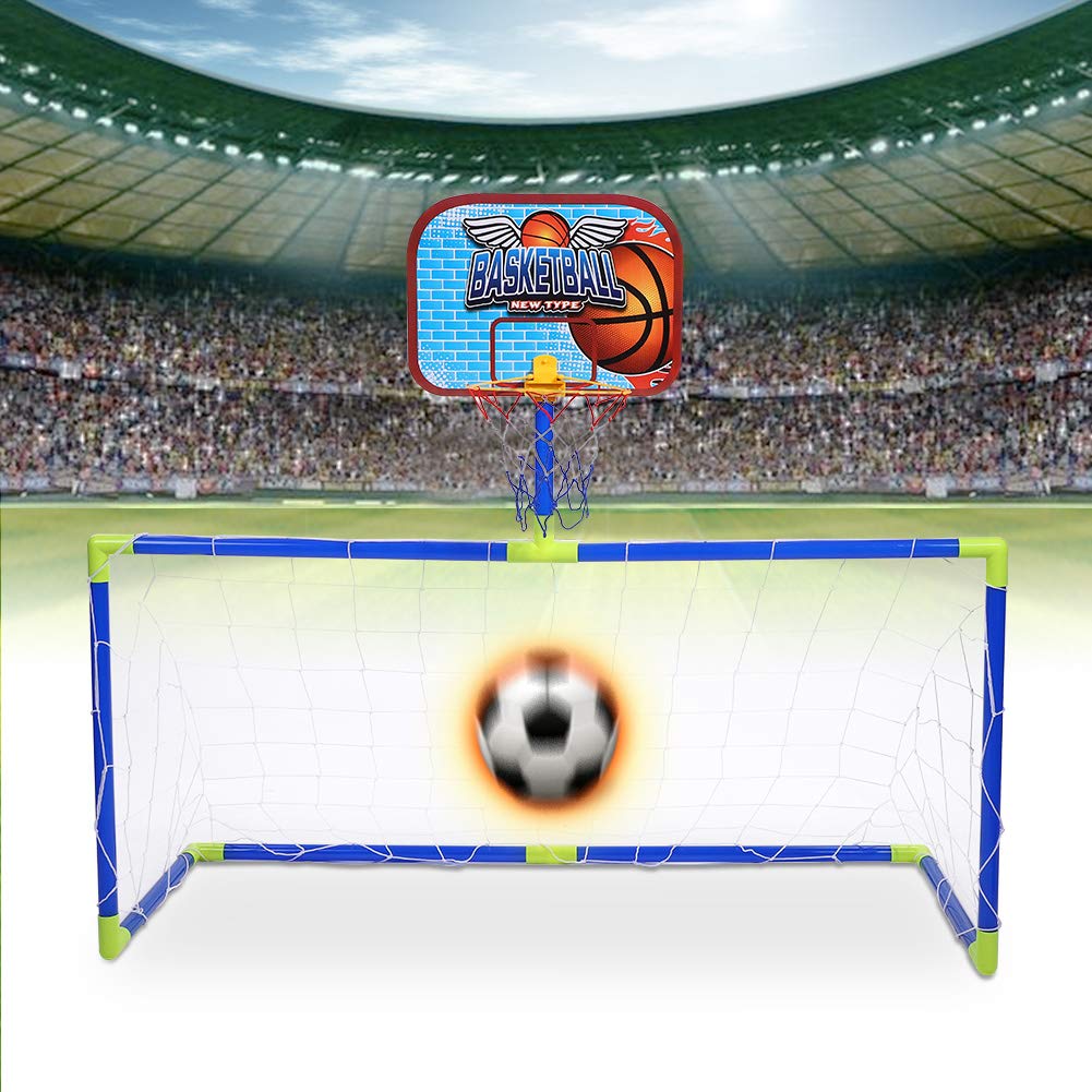 Alomejor1 Soccer Basketball Goal Christmas Toy Gift Simple For Indoor and Outdoor Includes Toy Set [2-in-1] & Set, Set, Assembled, Portable, Foldable,