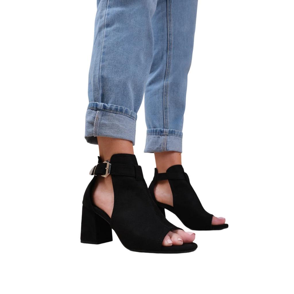 Where's That From Womens/Ladies Lisa Suede Open Toe Block Heel High Heels